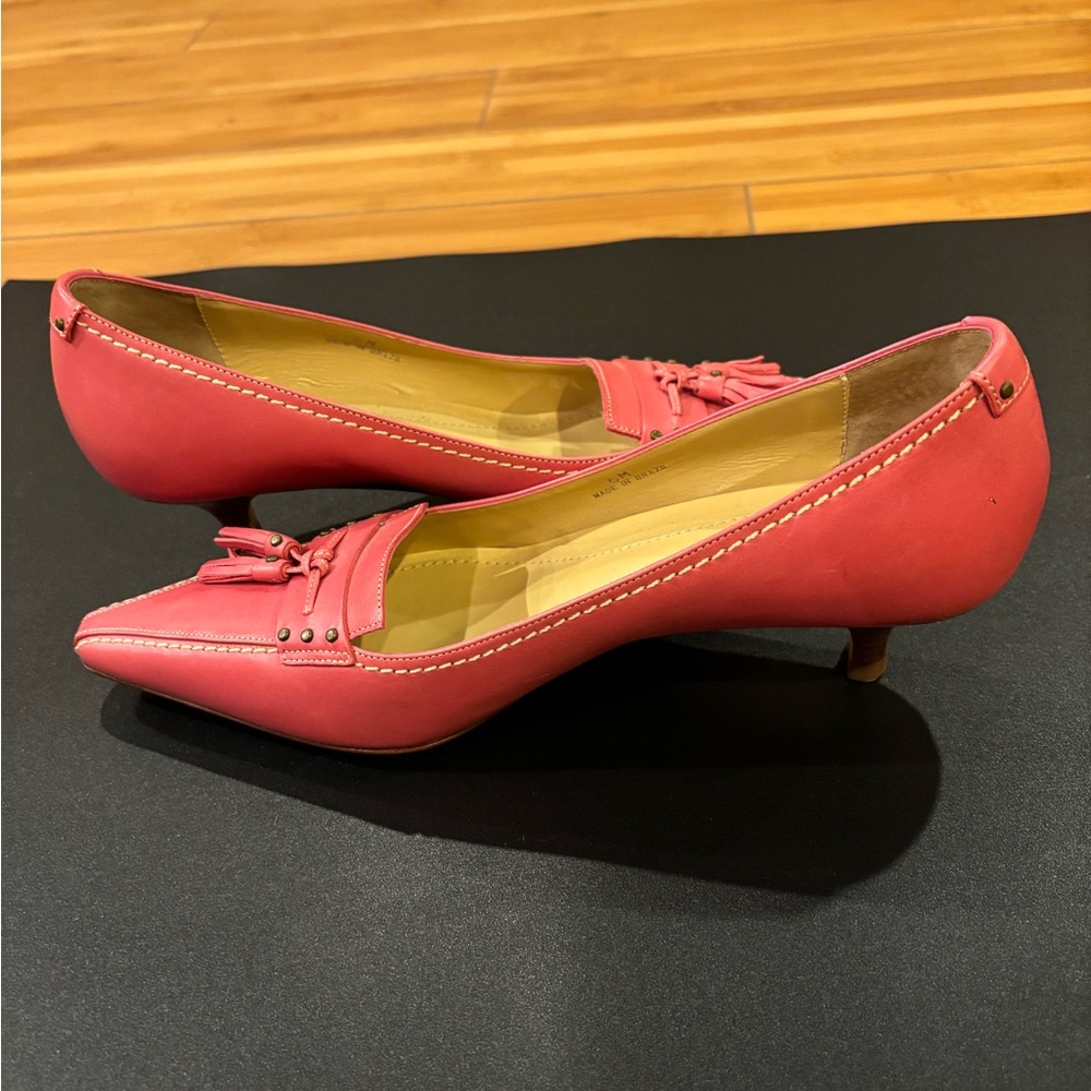 Ann Taylor Pink Leather Kitten Heel Shoes - Picture 5 of 6